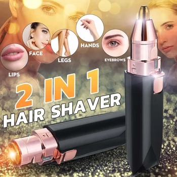 

Epilator 2 in 1 Facial Eyebrow Trimmer Painless Hair Remover LED Face Shavers ABS Plastic Women Shaver Detachable Head