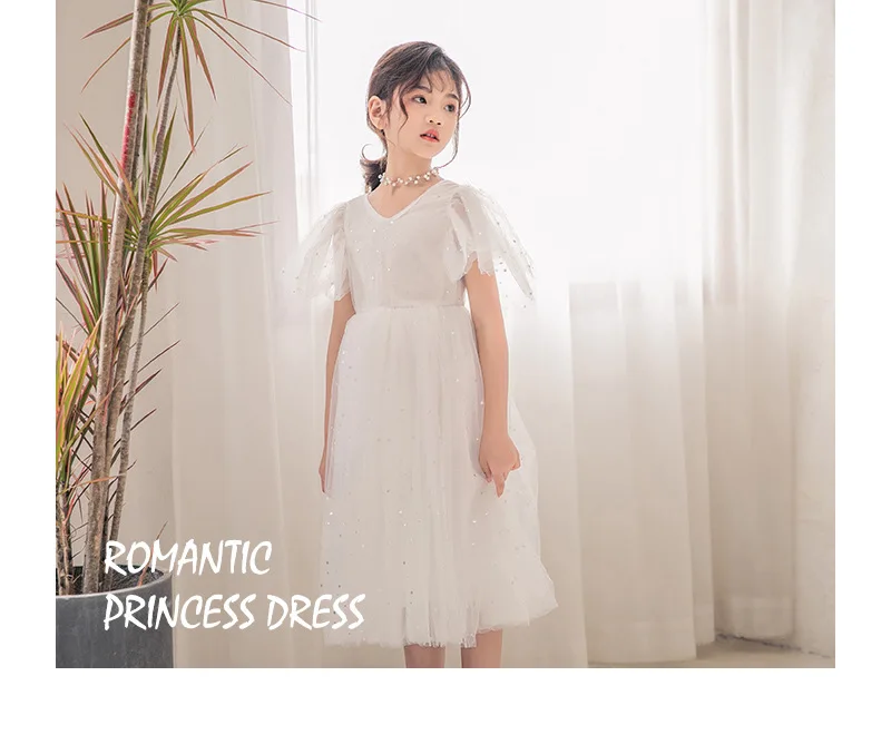 Girls Summer Net Gauze Skirt Shiny Star Dress Children Birthday Princess Dress Korean Super Fairy Gauze Skirt Navy Blue Dress smocked baby dresses