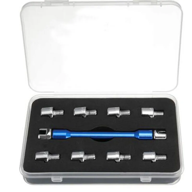 

1 Set Blue Motorcycle Spoke Wrench And 10 Pieces Hardened Tips 5.0~6.8 For Most Motorbikes
