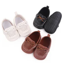 Chaussures en cuir PU pour bébé de 0 à 1 ans, chaussures ajourées, respirantes et décontractées, printemps et automne