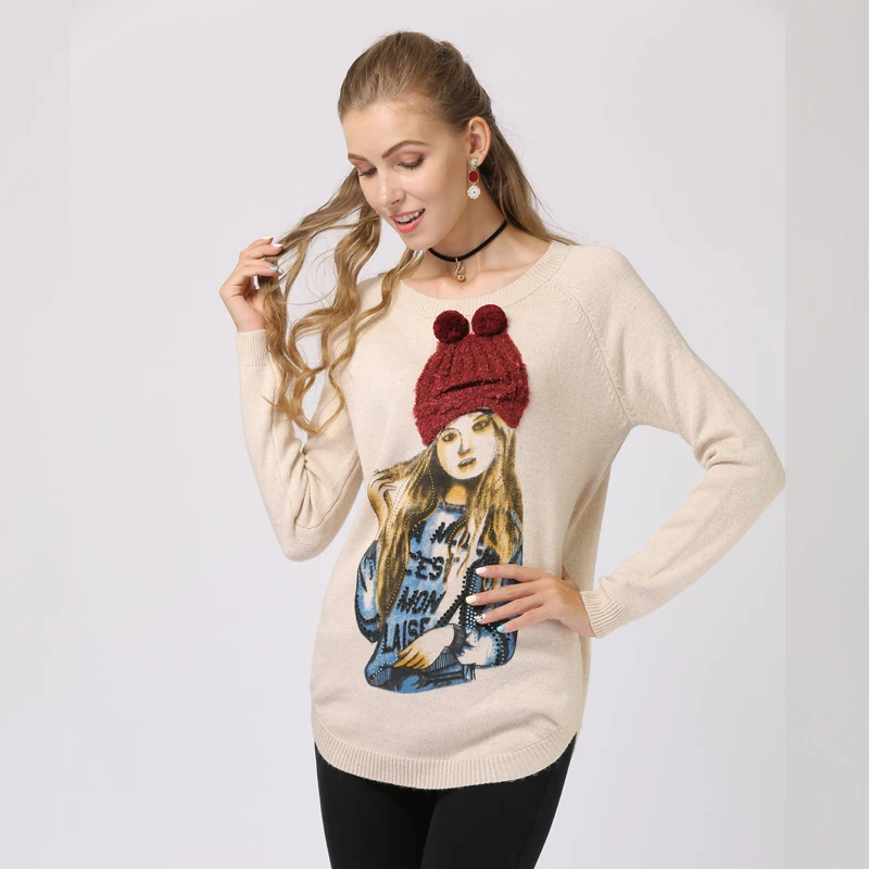 

Women Cute 3D Christmas Knitted Sweater 2019 Autumn Winter Fashion Female Pullover Sweaters Ladies Loose Knitwear