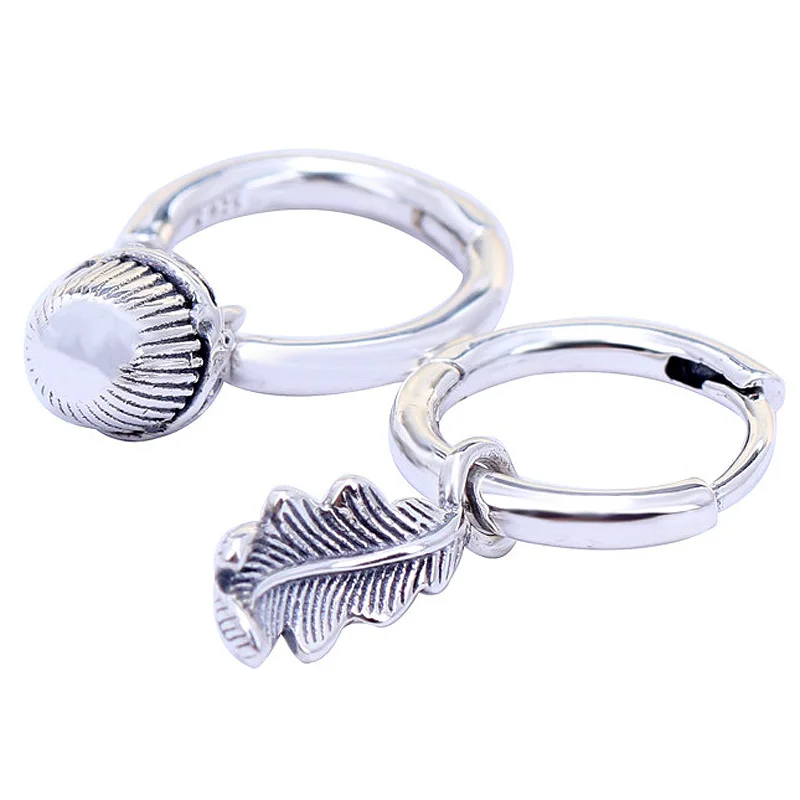 Оригинальные серьги в виде желудя и листьев с кристаллами для женщин, 925 пробы серебряные серьги, свадебный подарок, ювелирные изделия в европейском стиле DIY