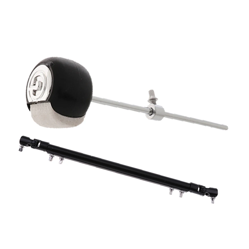 Double Bass Kick Drum Pedal Link Bar Driveshaft Rod with Drum Beater for Percussion Instrument