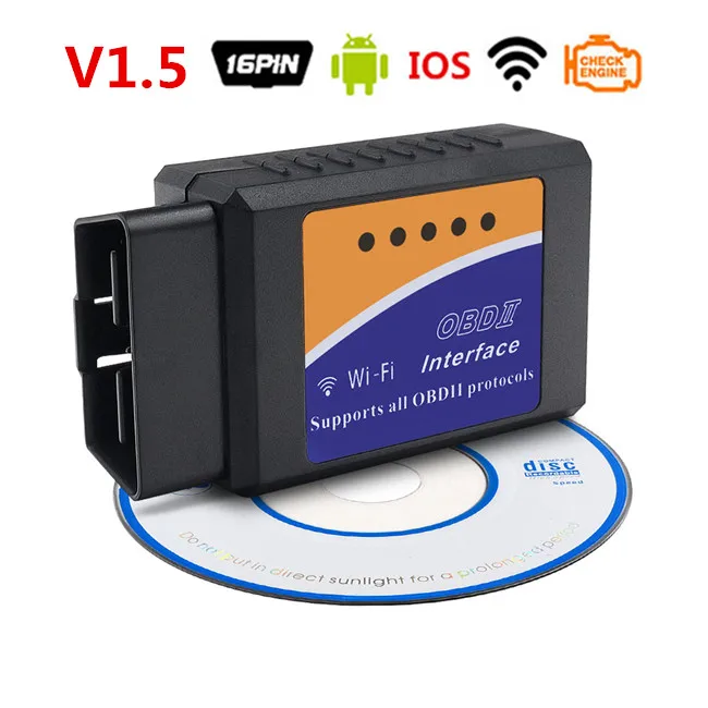 ELM327 V1.5 Bluetooth HH OBD2 Расширенный OBDII ELM 327 HHOBD2 автомобильный диагностический сканер ELM327 работать на Android Symbian Windows - Цвет: ELM327 WiFi V1.5