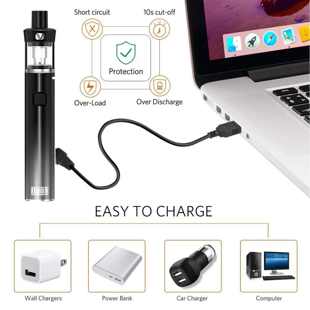  1[send 5pcs coil] Vaptio TYRO Kit 1500mAh Battery&2.0ml Atomizer Top Side Filling vape kit Electron