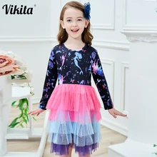 VIKITA платье-пачка для девочек; детское платье с длинными рукавами; нарядные платья принцессы для девочек; детская одежда с принтом единорога; Vestidos; RELH4593