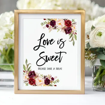 

Love is Sweet Sign Favor Table Sign Rustic Floral Wedding Sign wedding decro engrament sign family party sign