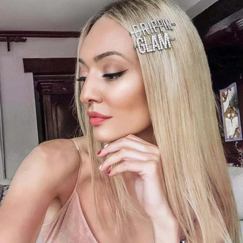 

2019 Korean Fashion Luxury Letters Hair Clips for Women/Girls Crystal Rhinestones Hairgrips Hair Accessories Barrettes Hairpins