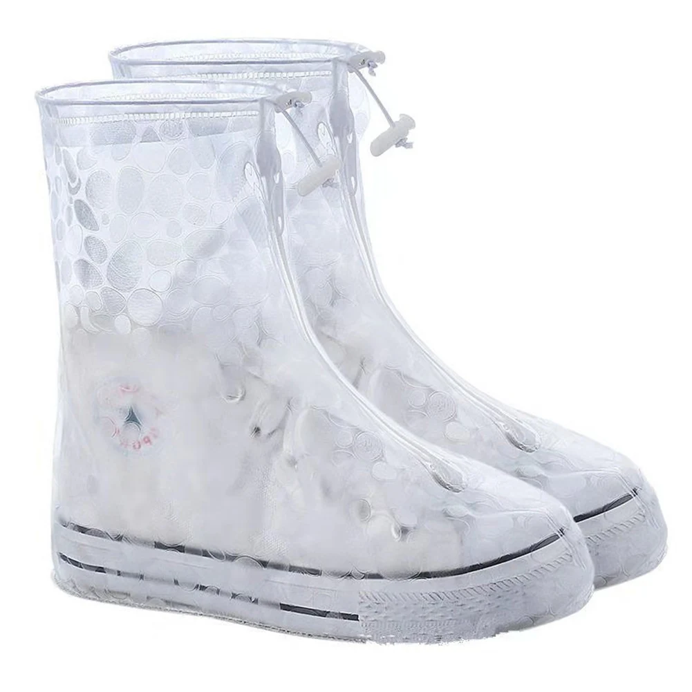 Многоразовые водонепроницаемые бахилы для мотоциклов, велосипедных ботинок, дождевики для обуви для прогулок в ручье дождливой и снежной погоды - Цвет: White Dot