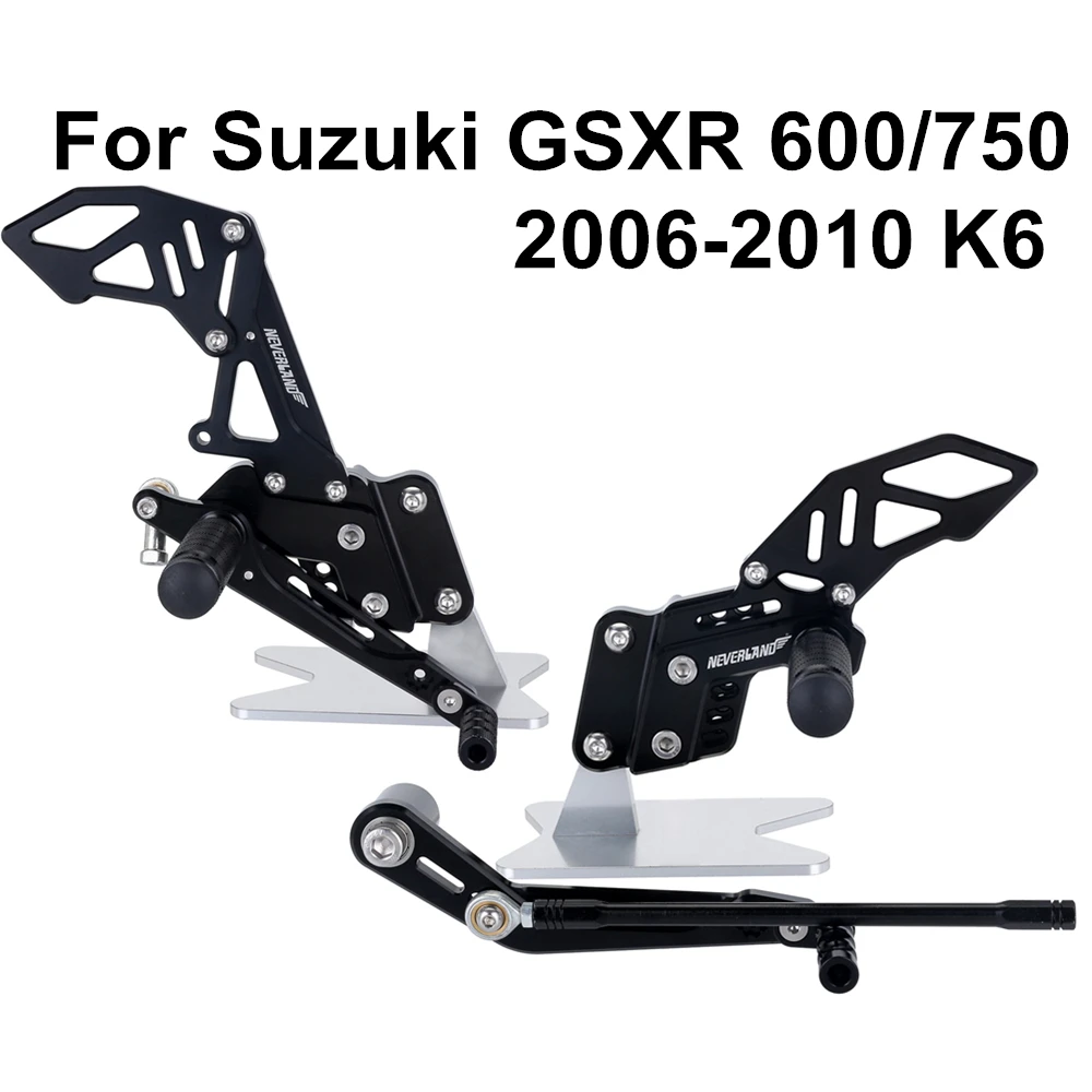 Черный дизайн мотоцикла с ЧПУ Reat Подножка педаль Подножки Набор для Suzuki GSX R 600 750 GSX-R GSXR D40
