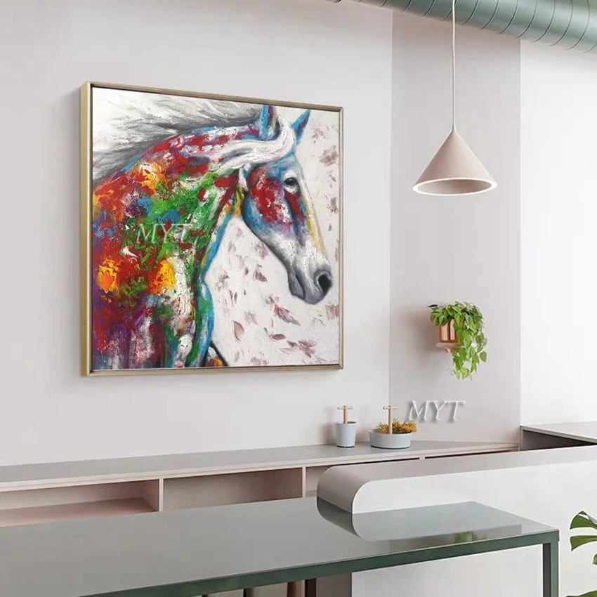 

Colorful Horses Are Running Abstract Oil Painting Wall Art Home Decor Picture Modern On Canvas 100% Handpainted No Framed