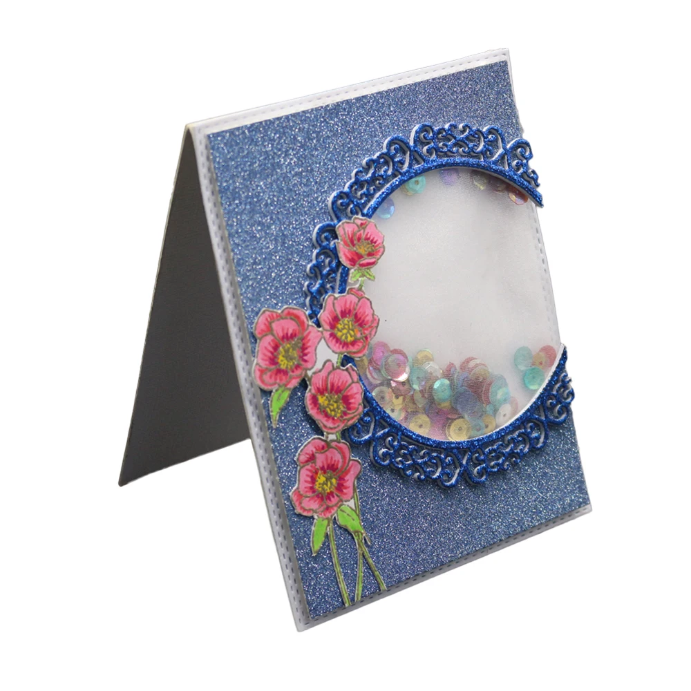  Round Frame Cutting Dies Border Invitation Card Lace Background Decoration DIY Metal Cut Die Stenci - 4000074106335