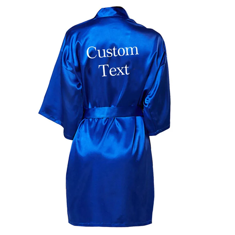 Индивидуальный халат невесты на заказ с именем на день рождения и платье подружки невесты, атласная Свадебная Пижама - Цвет: royal blue