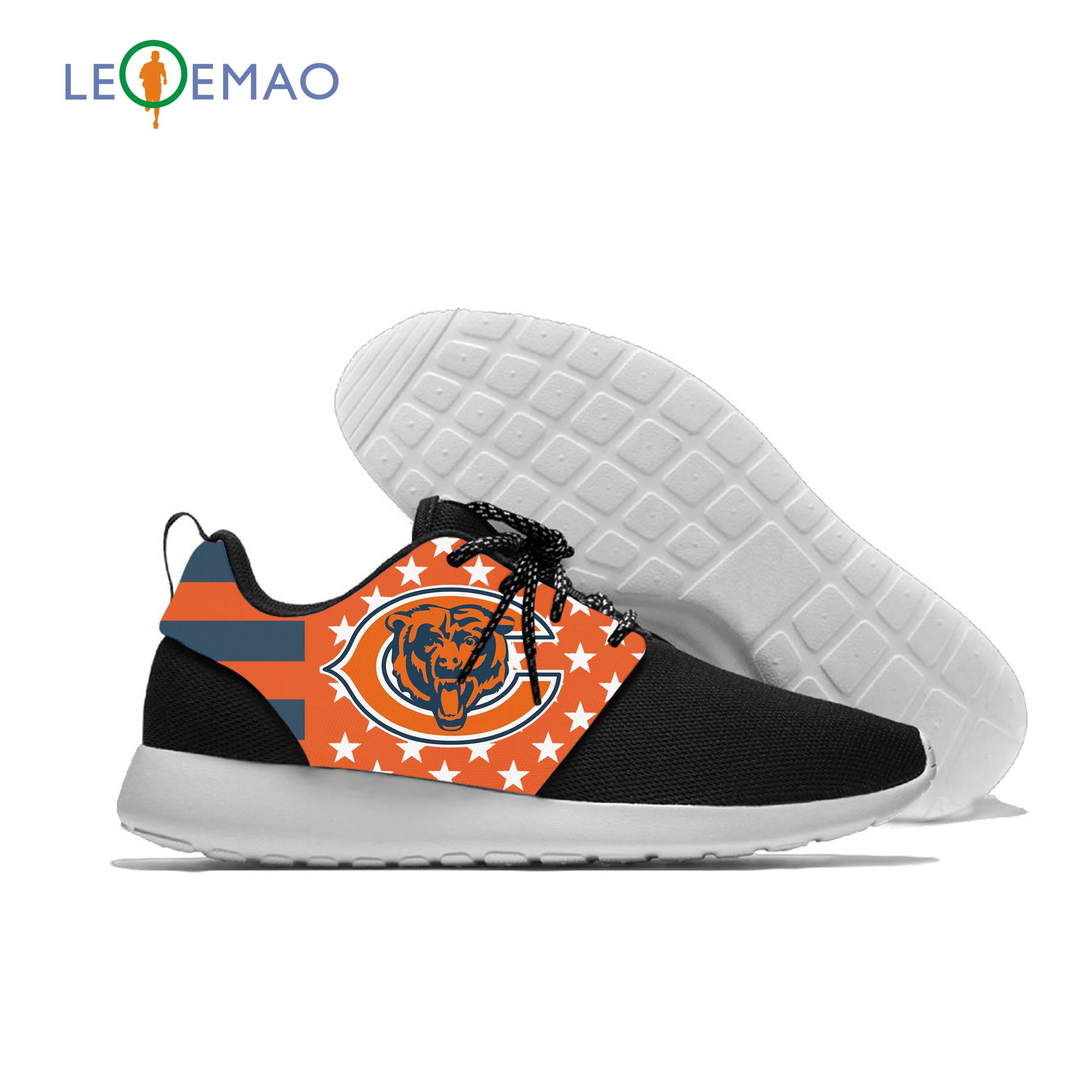 

2019 Men Women Unisex Bears Mesh Shoes Customized Adults Chicago Football Fans Walking Shoes Leisure Lace Up