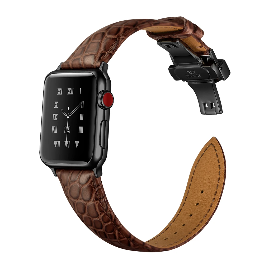 Французский ремешок из кожи аллигатора для Apple watch, 4 ремешка, 44 мм, 40 мм, iwatch, 42 мм, 38 мм, браслет для Apple watch 3, 21, 5, 44