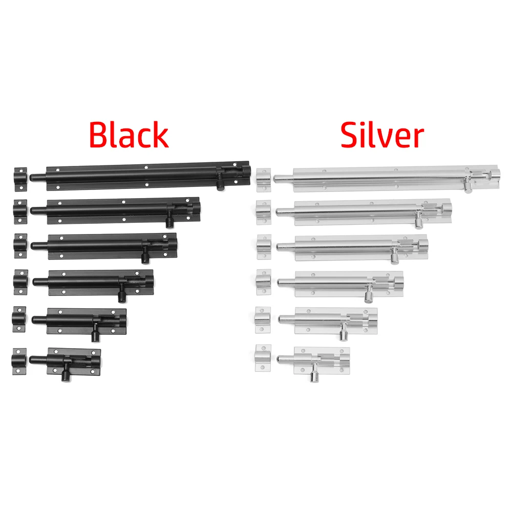 2/3/4/5/6/8 inch Aluminum Alloy Door Latch Hardware Black Silver Sliding Barrel Bolt for Gate Safety Door Bolt Latch Lock door latch