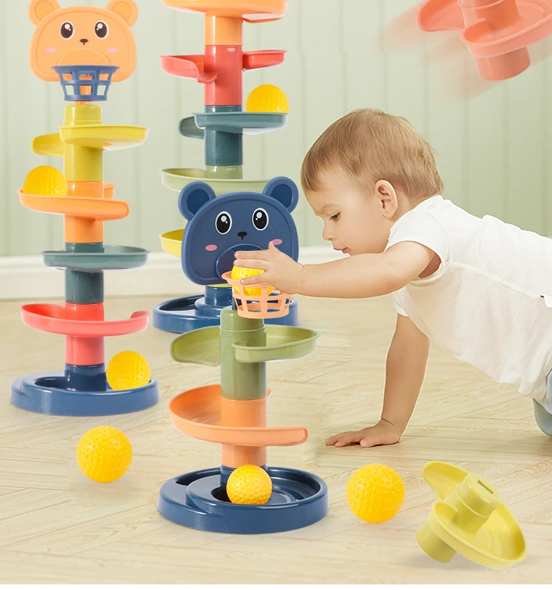 Children S Toy Rolling Ball Pile Tower Early Education Educational Toy Rotating Track Educational Baby Toy Gift Sorting Nesting Stacking Toys Aliexpress