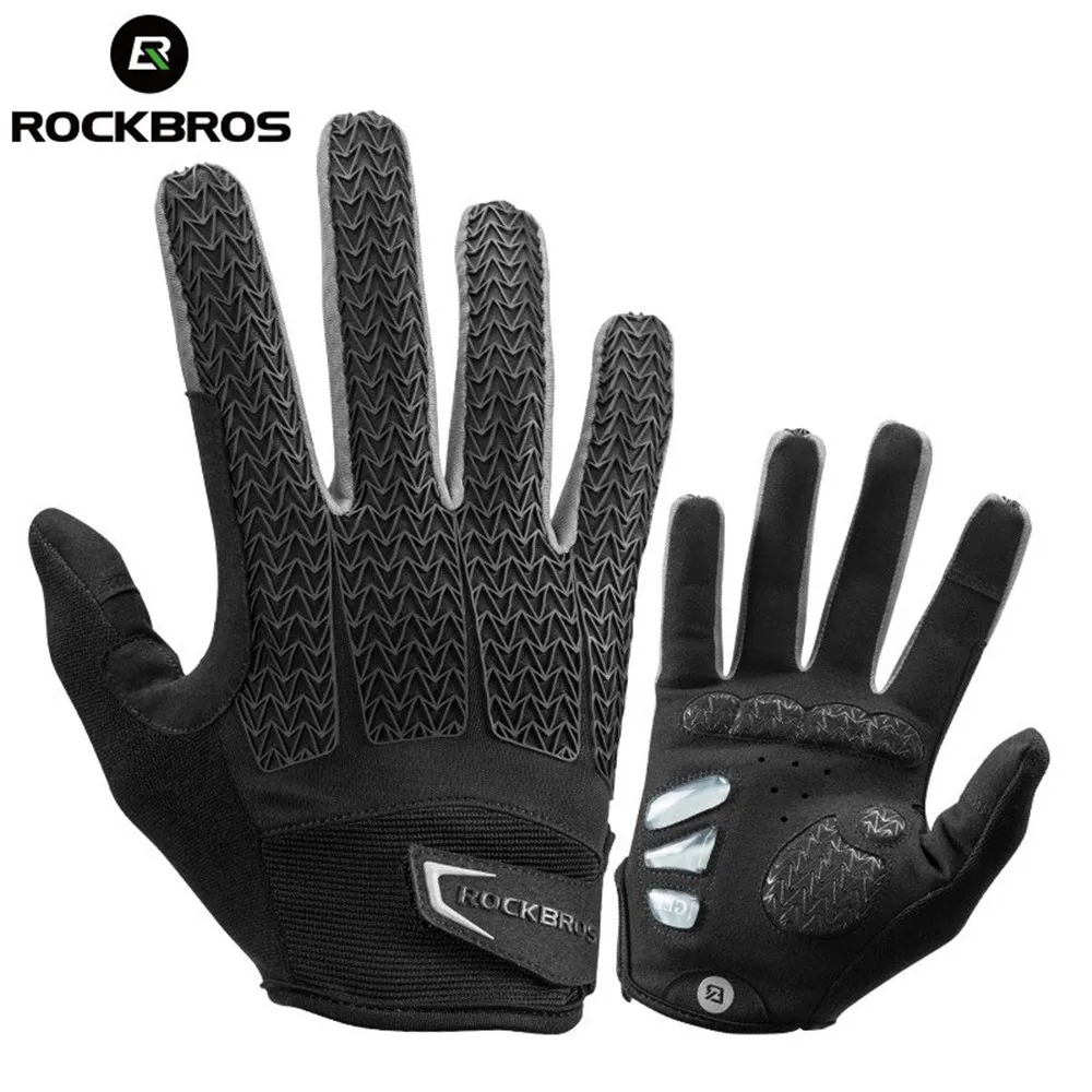 

ROCKBROS Cycling Gloves Mittens Autumn Winter Windproof Shockproof Touch Screen Bike Glove GEL Pad Full Finger MTB Bicycle Glove