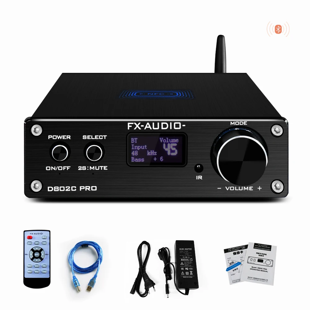 2020 FX-Audio D802CPRO Full Digital Audio Amplifier QCC3034 Bluetooth@5.0 APTX 24Bit/192KHz Power 80W*2 DC32V/5A Adapter(Option) valve amplifier Audio Amplifier Boards