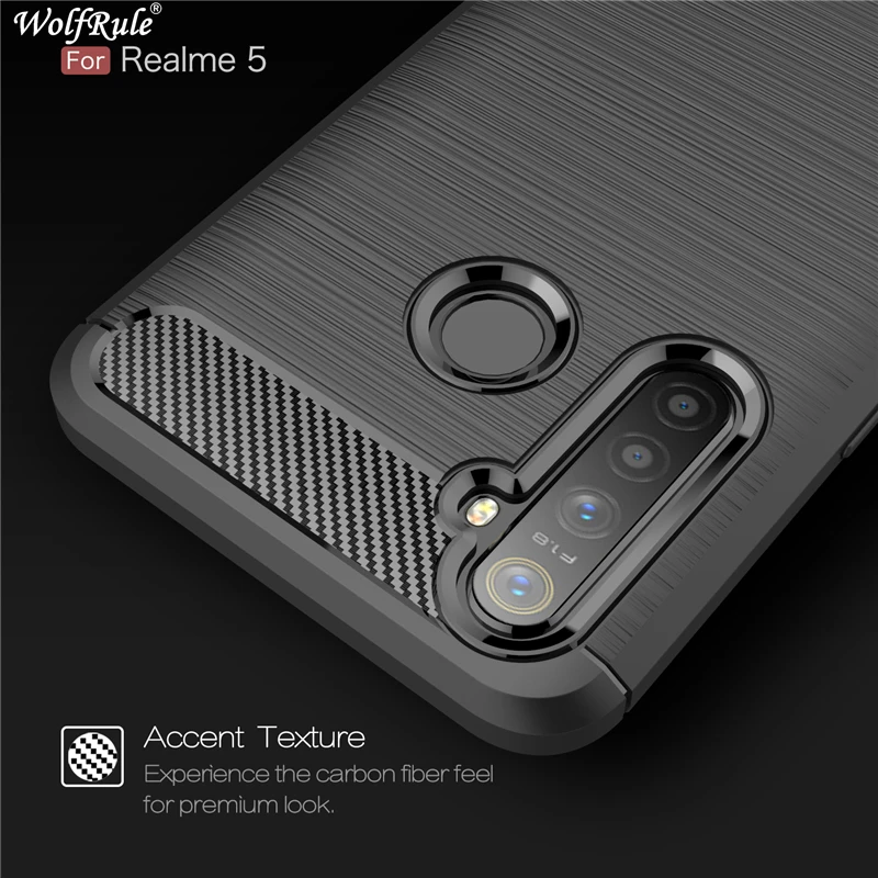 Чехол Wolfsay Realme 5 для Oppo противоударный силиконовый резиновый бампер чехол из