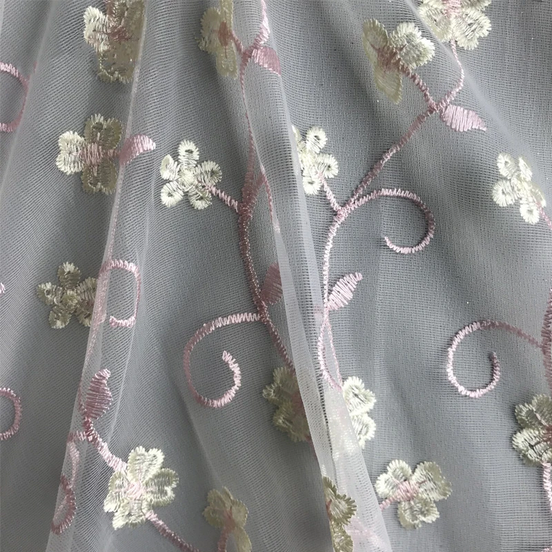 126 см X1Y/шт кружевная вышивка 7 цветов Цветочная ткань для платья ручной работы Свадебная вечеринка Тюль сценическая одежда для кровати подкладка Декор ткань - Цвет: white
