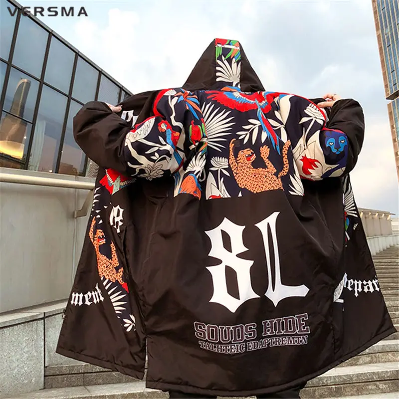 VERSMA Japanese Harajuku Graffiti Print Mens Long Winter Jackets Parkas Men Winter Hooded Hip Hop Warm Jacket Coat Dropshipping VERSMA Japanese Harajuku Graffiti Print Mens Long Winter Jackets Parkas Men Winter Hooded Hip Hop Warm Jacket Coat Dropshipping