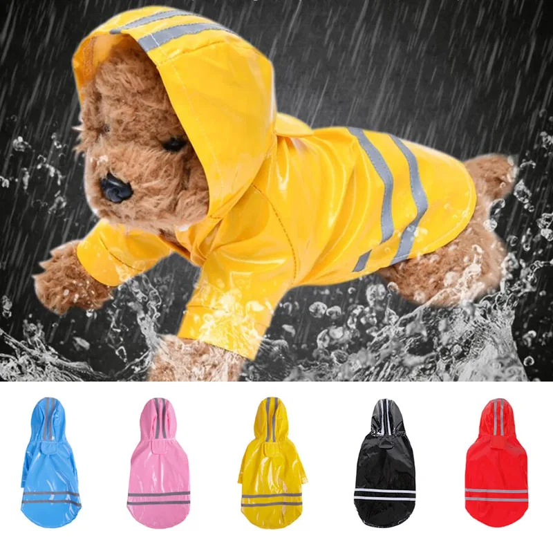 S-XL de ropa para perros chubasqueros con capucha, tira reflectante, abrigo de lluvia para perros, chaquetas impermeables, ropa transpirable para exteriores para cachorros