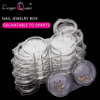 

Manicure Storage Box 6 Layers Exquisite Transparent Zircon Box Removable Nail Accessories Tools