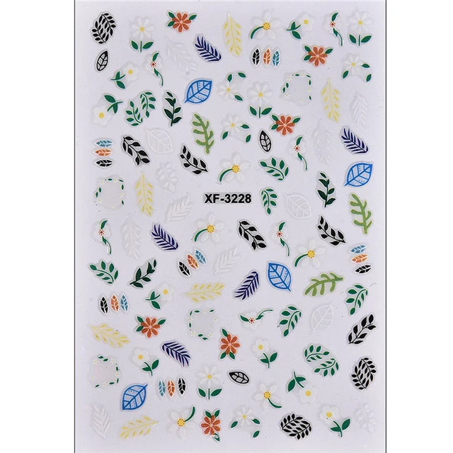 1Pcs Water Nail Decal and Sticker Flower Leaf Tree Green Simple Summer DIY Slider for Manicure Nail Art Watermark Manicure Decor HB927