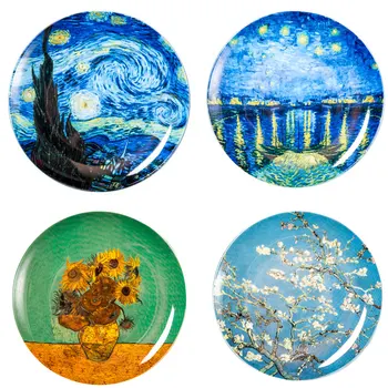 

Painting of Van Gogh design porcelain and ceramic plates & 8 inch dinner plate sets