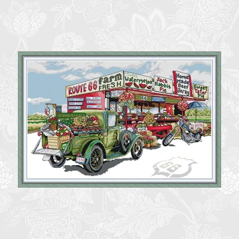 

Fruit Cart Counted Cross-stitch Printed Fabric DIY Handmade Embroidery Crafts Cross Stitch kits Wholesale Needlework