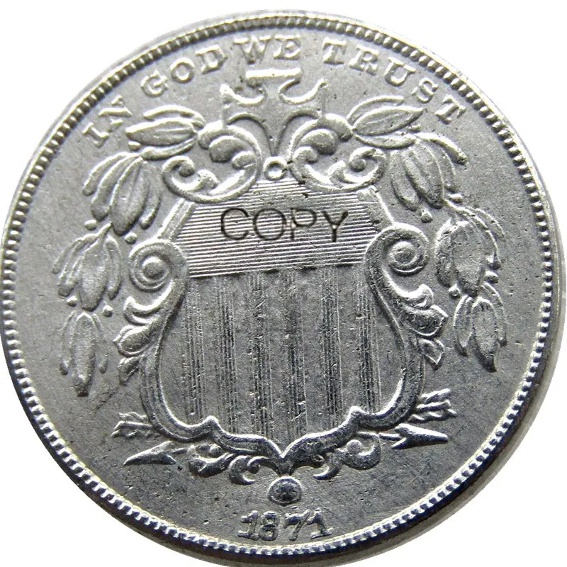 US 1871 Shield Nickel Plated Five Cents Copy Coin Non currency Coins us-1871-shield-nickel-plated-five-cents-copy-coin-non-currency-coins