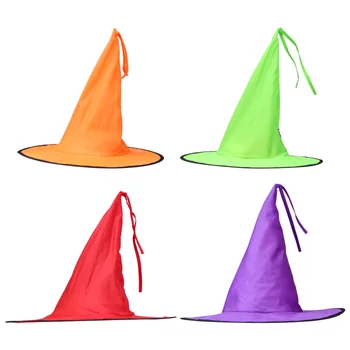 

4pcs Witch Hat High Quality Hanging Durable Prime Sturdy Light Cap Shiner Hat Witch Hat for Party Home Cosplay Halloween