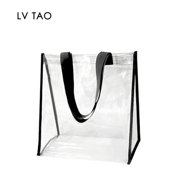 

Stadium Approved Clear Bag Transparent Vinyl PVC Tote Bag Long Shoulder Utility Handbag for Work,School,Outdoor,Beach,Shopping