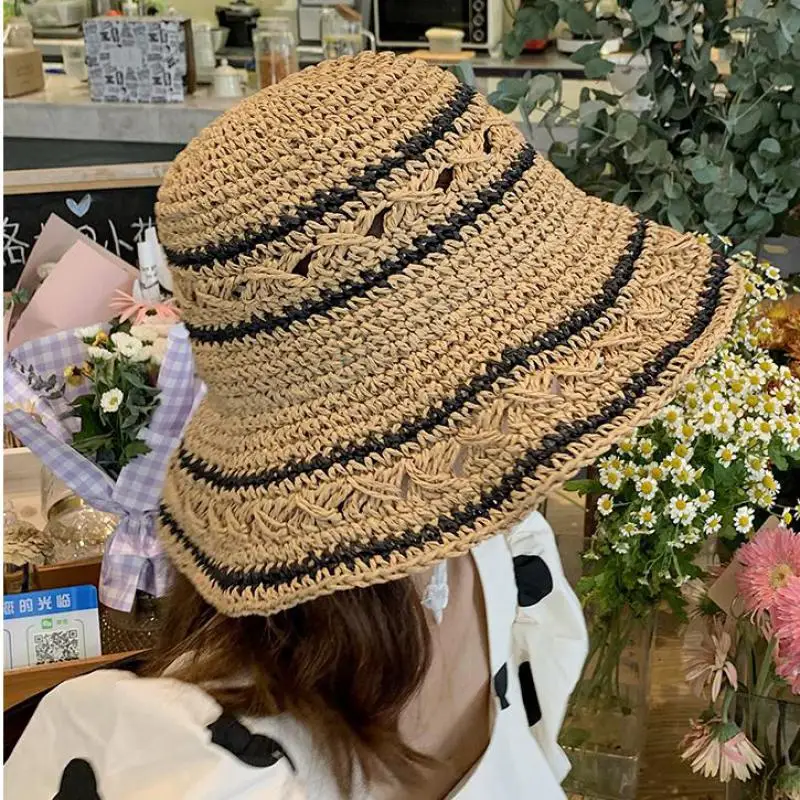COKK Hats For Women Summer Sunshade Straw Folding Protection Big Wide Brim Fisherman Cap Female Outdoor Beach Travel Sunhat New |