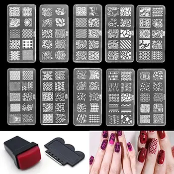 

Nail Art Stamp Stencil Stamping Template Plate Set Tool Stamper Design Kit Beauty & Health