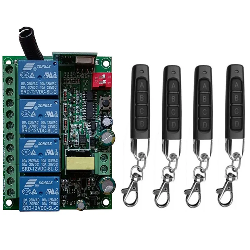 Smart Multiple AC110V 220V 230V 10A 315/433 MHz 4CH 4 CH Wireless Relay RF Remote Control Switch Receiver+ Button Transmitter |