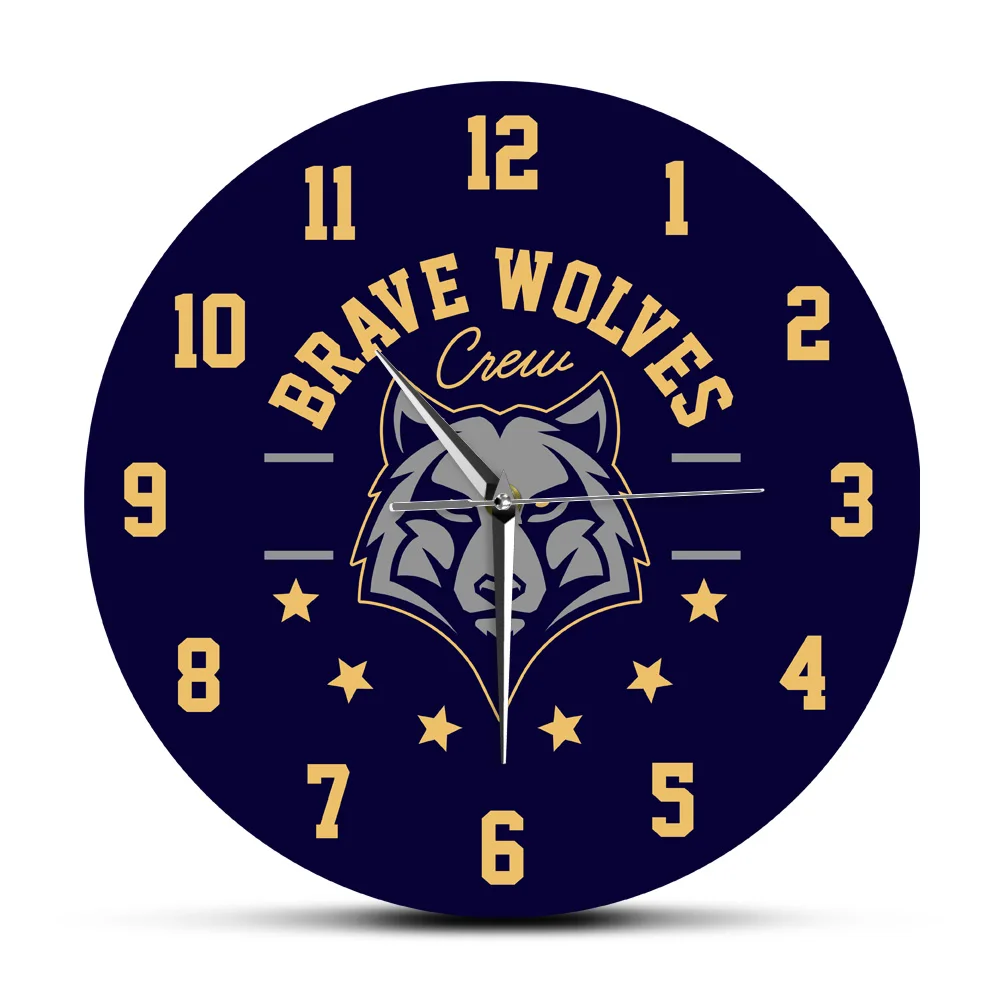 

Brave Wolves Animal Head Printed Acrylic Wall Clock Cartoon Wildlife Modern Design Quartz Mute Wall Decor Clocks Hanging Watch