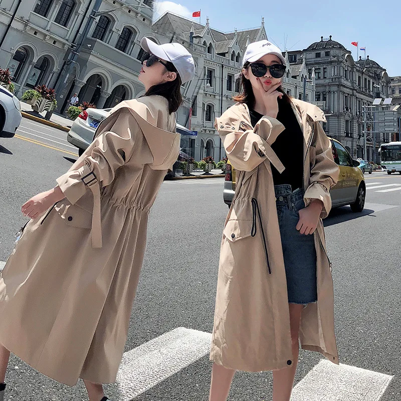 

Trench Coat Women's Mid-length over-the-Knee Spring And Autumn New Style 2019 Popular Students Korean-style Loose Thin waitmore