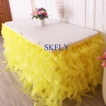 SK010D больше цветов на заказ Свадебная ярко-желтая красная Тиффани синяя Румяна зеленая органза курчавая ива настольная юбка с липучкой