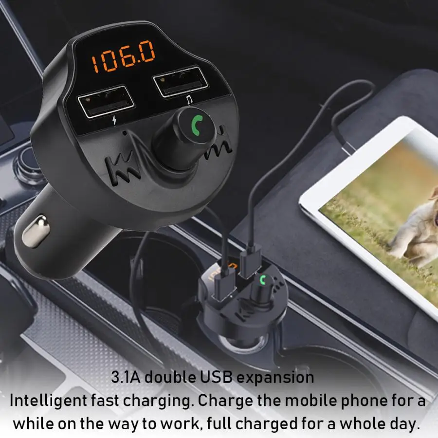 T66 Bluetooth 5,0 автомобильный музыкальный mp3-плеер аудио fm-передатчик модулятор для Android/IOS