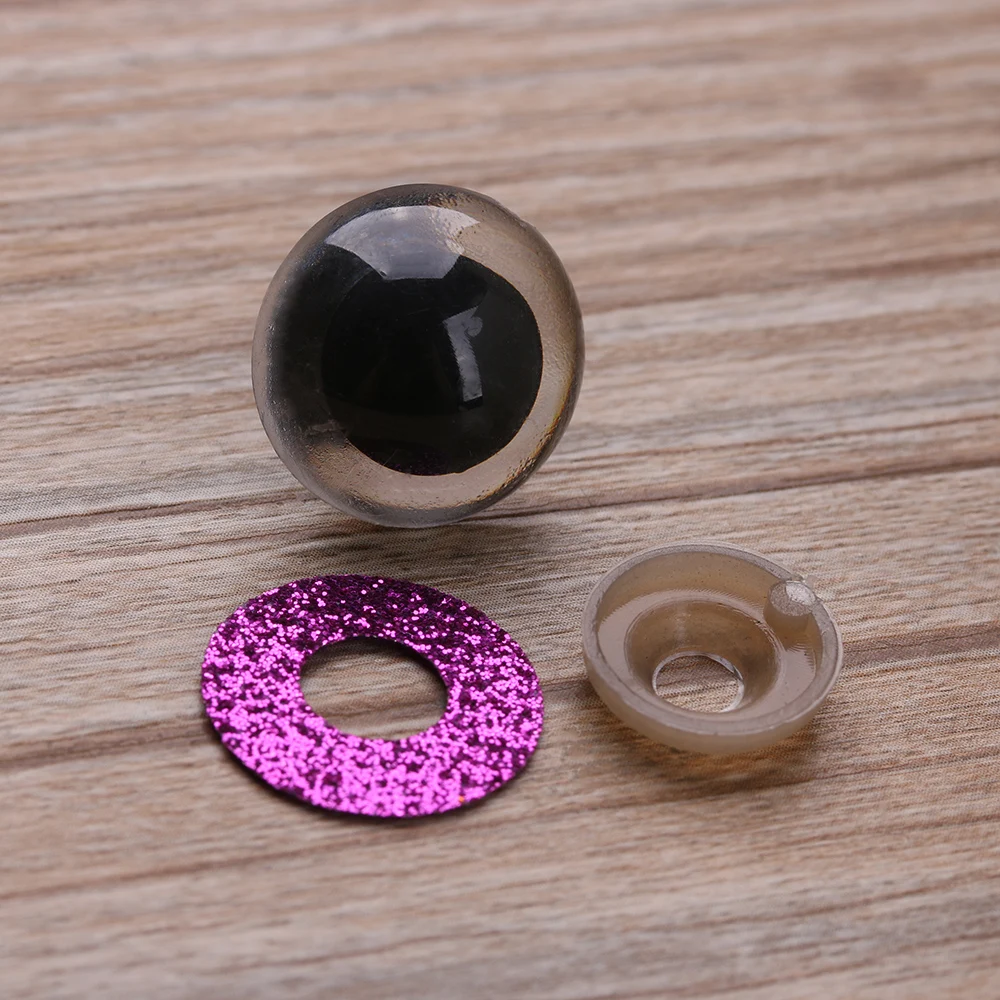 10PCS 16/18/20/24mm Doll Glitter Safety Eyes Findings Stuffed Toys Round Plastic Hard Washer Clear Plush Doll Triangle Eyes plastic safety eyes,safety eyes,doll accessories,doll accessories toys