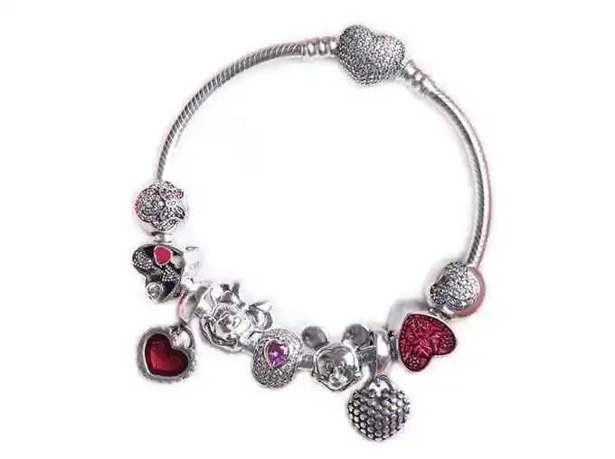 

Kristie Shop High Quality 1:1 100% 925 Silver Charm Red Love Mitchemini Design Bracelet Gift Preferred Free Packaging