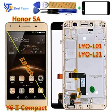 По сделке команда 5,0 дюймов ЖК-дисплей для huawei Honor 5A Y6 II компактный LYO-L01 LYO-L21 кодирующий преобразователь сенсорного экрана в сборе рамка с инструментом