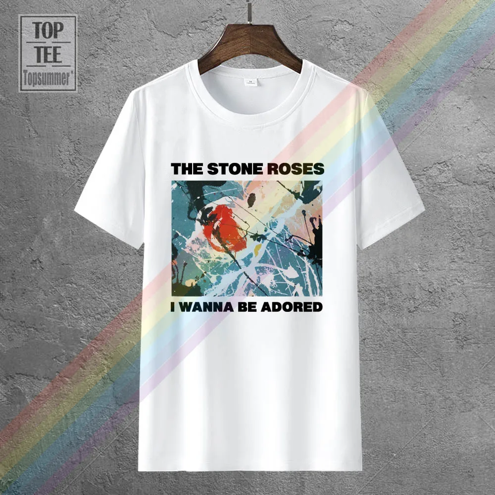 Футболка серого цвета с надписью The Stone Roses want Be Adored | Мужская одежда