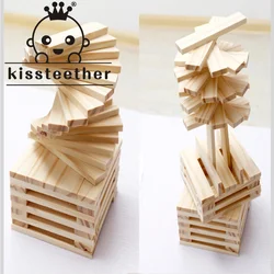 Kisteether bloques de construcción de torre de madera de haya, juego de apilamiento con dados, calidad creativa