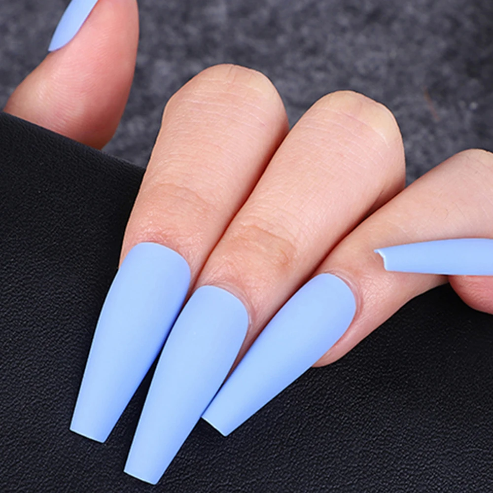 24pcs Professional Fake Nails Long Ballerina Half French Acrylic Nail Tips Press On Nails Full Cover Manicure Beauty Tools Aliexpress Beauty Health