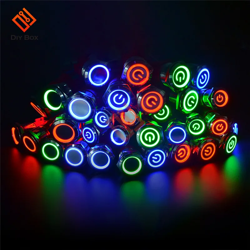 

16mm Metal LED Push Button Switch Self locking Type On-off 250V 5A Red Blue Green LED Light Push Button Switch and Connect Wire