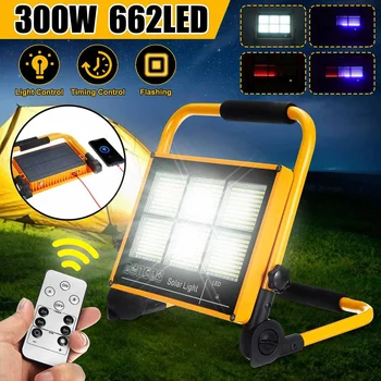 

100W 200W 300W Led Work Light Portable Lanterns Built-in Battery Spotlight Rechargeable Solar Energy Lamp Outdoor Camping