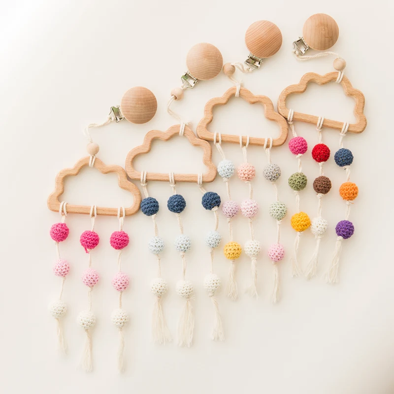 Let's Make Stroller Toy Cloud Shape Crochet Beads Handmade Toys For Newborn 0-12 Moths Educational Toys Personalise Baby Toy 1pc